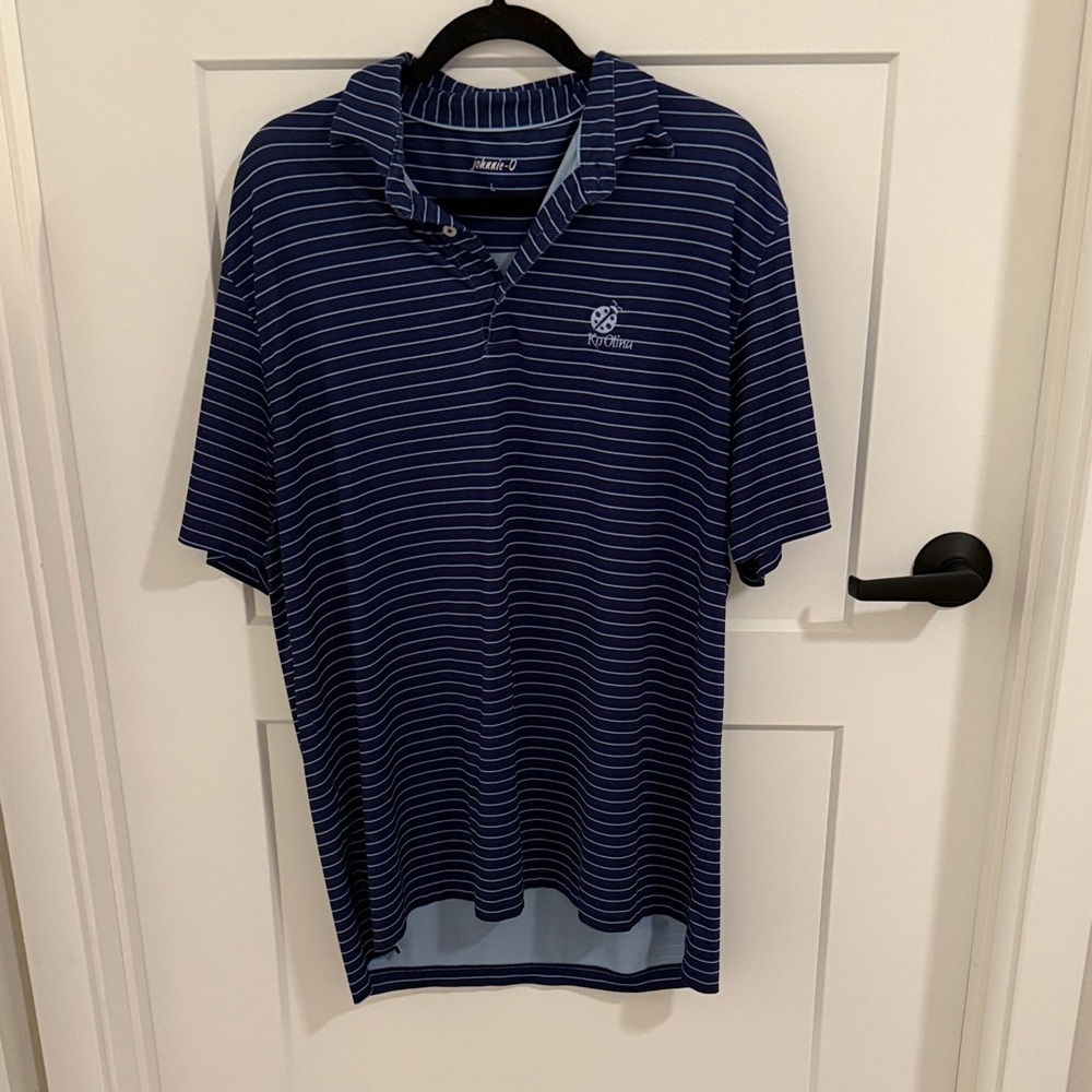 Johnnie-O Blue Striped Performance Polo Shirt Size Large
